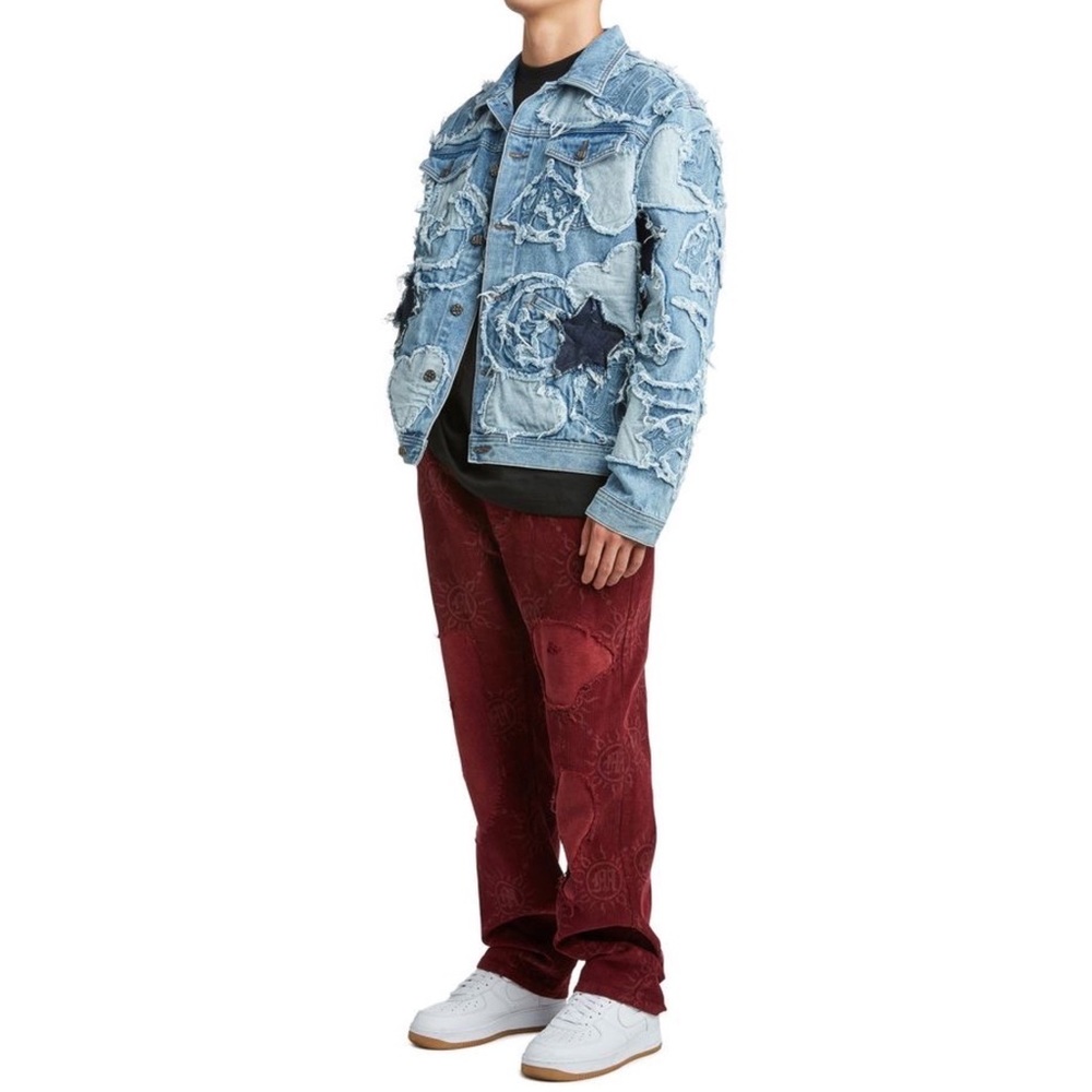 Menace Monogram Corduroy Distressed Pants